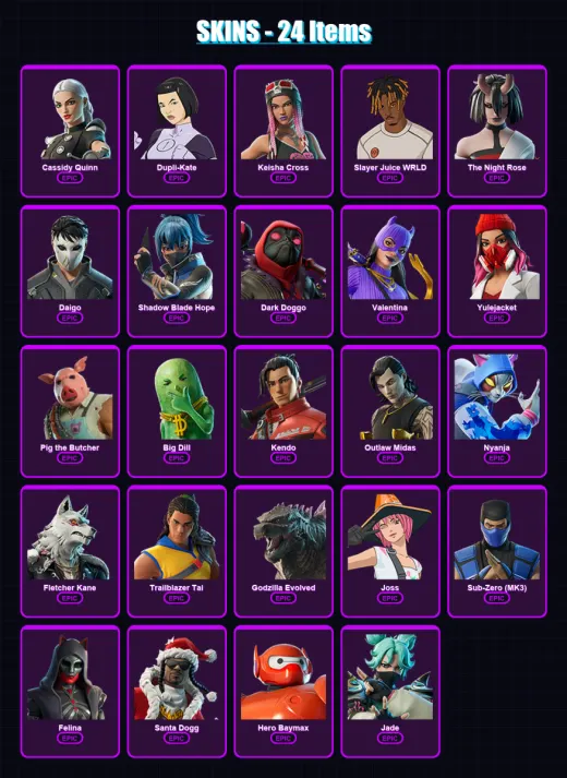 [SWITCH/XBOX/PSN/PC] | Cassidy Quinn | Dupli-Kate | Keisha Cross | 24 skin | Lv1291