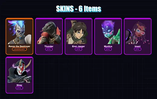 [PC/XBOX/PSN] | Renzo the Destroyer | Thunder | Eren Jaeger | Mystica | Imani | 6 skin | 10 pickaxe | 8 emote | 11 glider | Lv80 — Game account