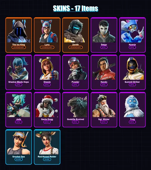 [PC/XBOX/PSN] | The Ice King | Lynx | Zenith | Daigo | Nyanja | 17 skin | 28 pickaxe | 27 emote | 25 glider | Lv169 — Game account