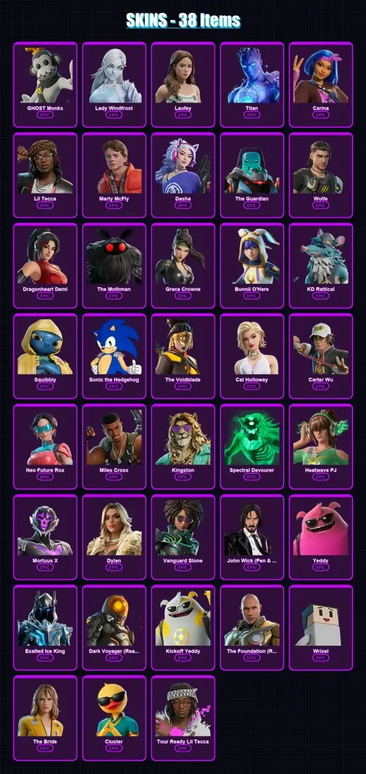 [PC/XBOX] | GHOST Monks | Lady Windfrost | Laufey | Titan | Carina | 38 skin | 53 pickaxe | 46 emote | 36 glider | Lv645 — Game account