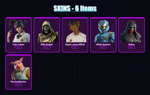 [PC/XBOX/PSN] | Yuki Yubari | Blitz Knight | Slayer Juice WRLD | UNSC Spartan | Felina | 6 skin | 87 pickaxe | 36 emote | 56 glider | Lv983 — Game account