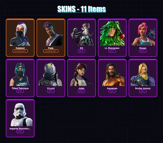 [PC/XBOX/PSN] | Catalyst | Fade | Kit | Lt. Evergreen | Ocean | 11 skin | 15 pickaxe | 15 emote | 15 glider | Lv199 — Game account