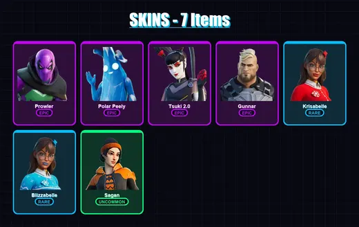 [PC/XBOX/PSN] | Prowler | Polar Peely | Tsuki 2.0 | Gunnar | Krisabelle | 7 skin | 17 pickaxe | 11 emote | 21 glider | Lv231 — Game account