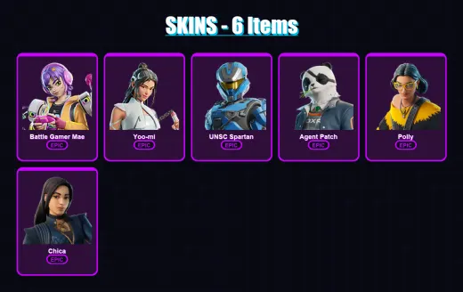 [PC/XBOX/PSN] | Battle Gamer Mae | Yoo-mi | UNSC Spartan | Agent Patch | Polly | 6 skin | 13 pickaxe | 13 emote | 11 glider | Lv71