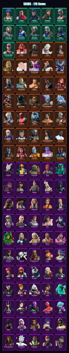 [PS4/PS5/XBOX/PC] | Blue Team Leader | Prodigy | Warpaint | The Reaper | Royale Knight | 176 skin | 163 pickaxe | 200 emote | 150 glider | Lv3041