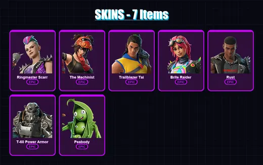 [PC/XBOX/PSN] | Ringmaster Scarr | The Machinist | Trailblazer Tai | Brite Raider | Rust | 7 skin | 7 pickaxe | 8 emote | 6 glider | Lv86 — Game account