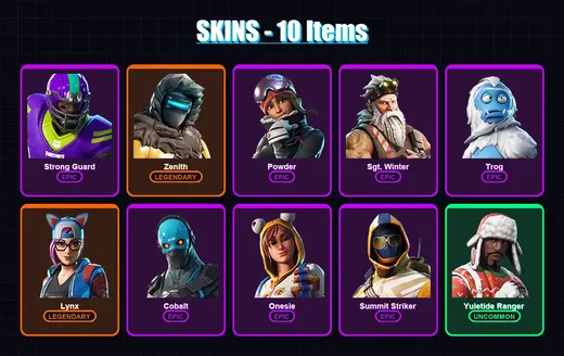 [PC/XBOX/PSN] | Strong Guard | Zenith | Powder | Sgt. Winter | Trog | 10 skin | 6 pickaxe | 14 emote | 12 glider | Lv156