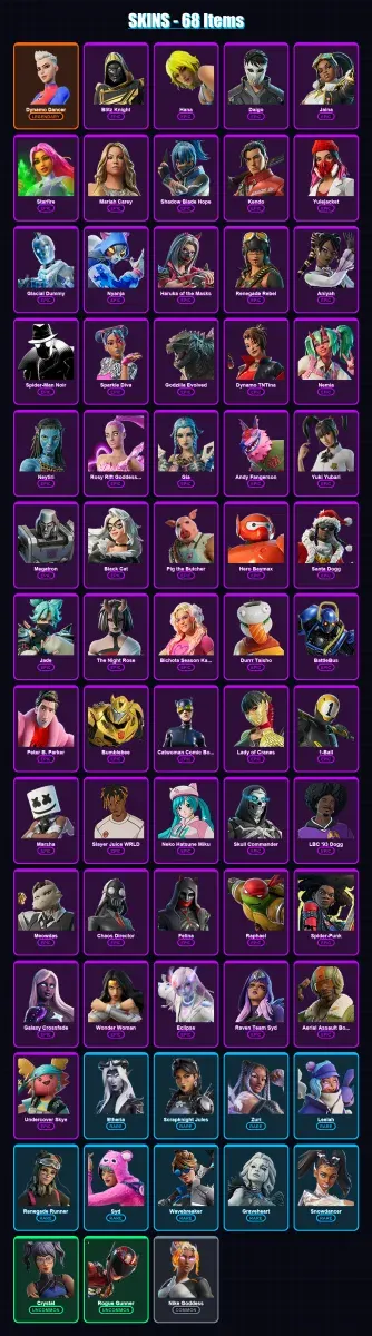 [PS4/PS5/XBOX/PC] | Dynamo Dancer | Blitz Knight | Hana | Daigo | Jaina | 68 skin | 99 pickaxe | 56 emote | 54 glider | Lv754