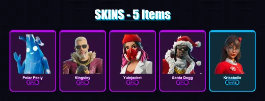 [PS4/PS5/XBOX/PC] | Polar Peely | Kingsley | Yulejacket | Santa Dogg | Krisabelle | 5 skin | 49 pickaxe | 15 emote | 27 glider | Lv333