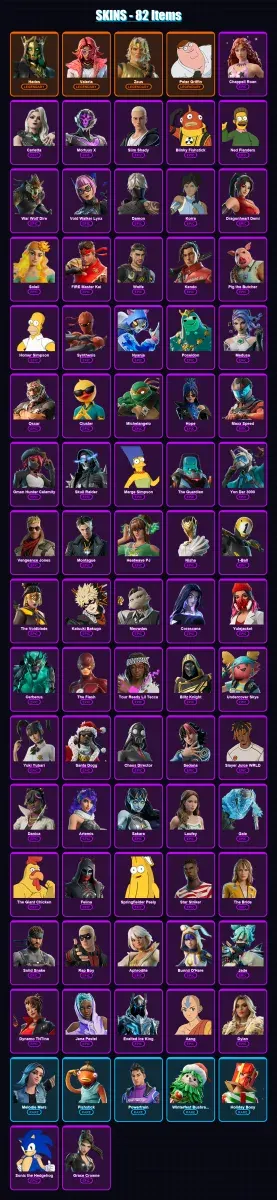 [PC/PSN] | Hades | Valeria | Zeus | Peter Griffin | Chappell Roan | 82 skin | 101 pickaxe | 64 emote | 60 glider | Lv830