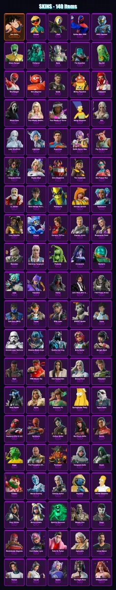 [PS4/PS5/PC] | Son Goku | Cluster | 1-Ball | Spider-Man 2099 | UNSC Spartan | 140 skin | 203 pickaxe | 177 emote | 126 glider | Lv2799 — Game account
