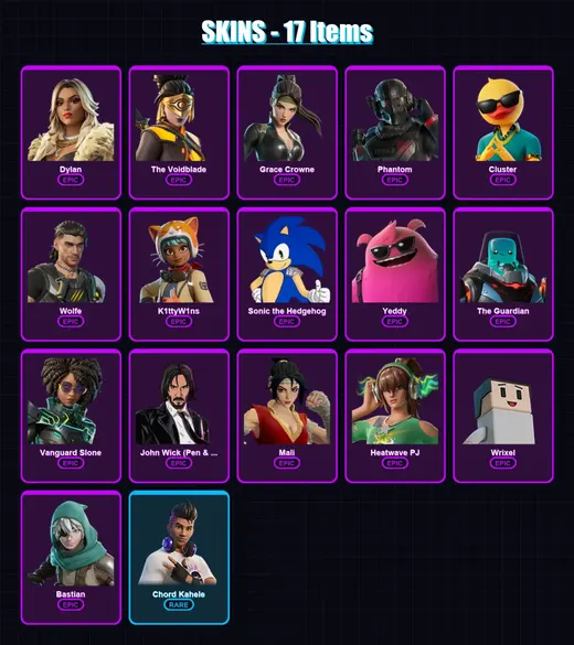 [PC/PSN] | Dylan | The Voidblade | Grace Crowne | Phantom | Cluster | 17 skin | 38 pickaxe | 22 emote | 31 glider | Lv311 — Game account