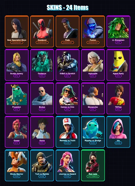 [PC/XBOX/PSN] | Gear Specialist Maya | Deadpool | Fade | Fusion | Lt. Evergreen | 24 skin | 27 pickaxe | 30 emote | 27 glider | Lv432 — Game account