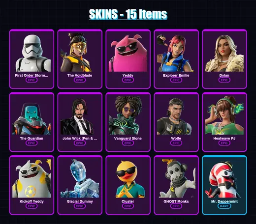 [PC/XBOX/PSN] | First Order Stormtrooper | The Voidblade | Yeddy | Explorer Emilie | Dylan | 15 skin | 34 pickaxe | 18 emote | 29 glider | Lv334 — Game account
