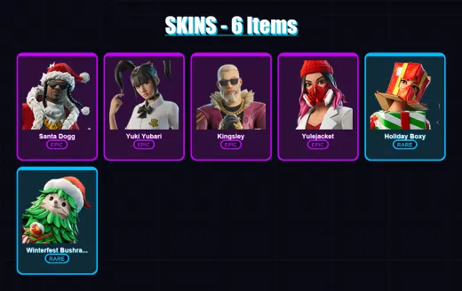 [PS4/PS5/XBOX/PC] | Santa Dogg | Yuki Yubari | Kingsley | Yulejacket | Holiday Boxy | 6 skin | 41 pickaxe | 13 emote | 25 glider | Lv371