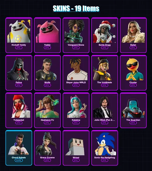 [PC/XBOX/PSN] | Kickoff Yeddy | Yeddy | Vanguard Slone | Santa Dogg | Dylan | 19 skin | 32 pickaxe | 20 emote | 25 glider | Lv280 — Game account