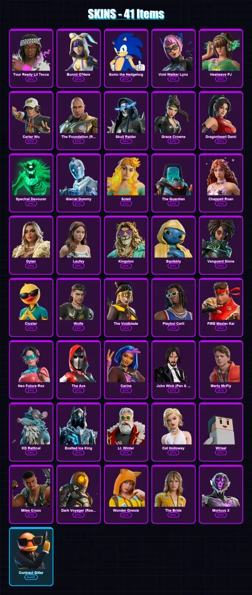 [PC/XBOX/PSN] | Tour Ready Lil Tecca | Bunnii O'Hare | Sonic the Hedgehog | 41 skin | Lv778 — Game account