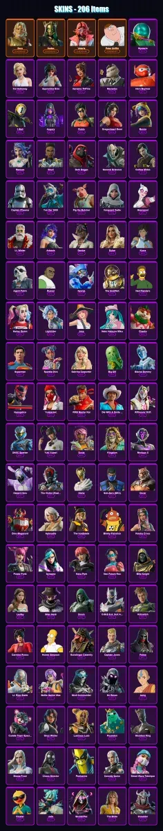 [PC/XBOX/PSN] | Zeus | Hades | Valeria | Peter Griffin | Mysterio | 206 skin | 245 pickaxe | 164 emote | 124 glider | Lv1734