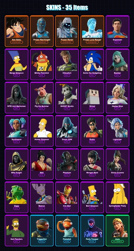 [PS4/PS5/XBOX/PC] | Son Goku | Frozen Red Knight | Frozen Raven | Frozen Love Ranger | Superman | 35 skin | 75 pickaxe | 35 emote | 49 glider | Lv66 — Game account