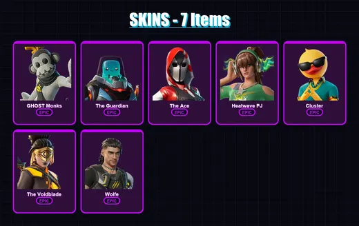 [PS4/PS5/XBOX/PC] | GHOST Monks | The Guardian | The Ace | Heatwave PJ | Cluster | 7 skin | 7 pickaxe | 8 emote | 8 glider | Lv63 — Game account