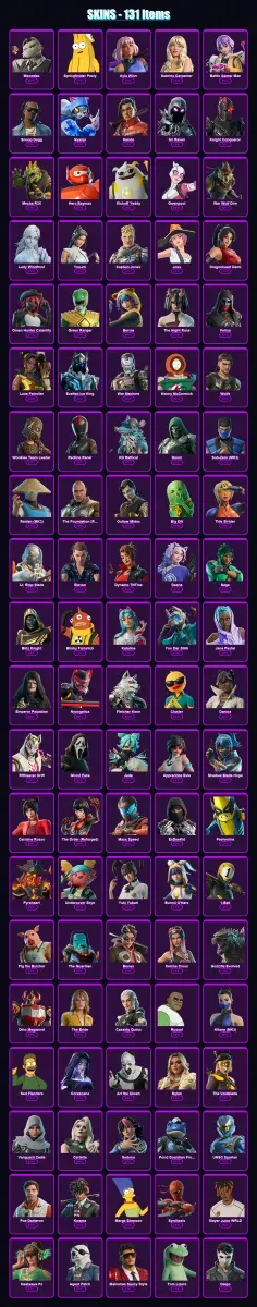 [PC] | Meowdas | Springfielder Peely | Ayla Winn | Sabrina Carpenter | Battle Gamer Mae | 131 skin | 181 pickaxe | 160 emote | 100 glider | Lv1368 — Game account