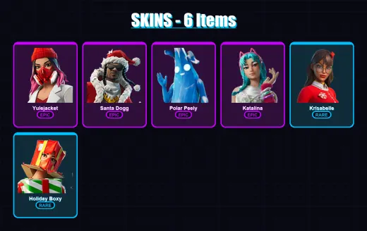 [PC/XBOX/PSN] | Yulejacket | Santa Dogg | Polar Peely | Katalina | Krisabelle | 6 skin | 23 pickaxe | 11 emote | 15 glider | Lv231