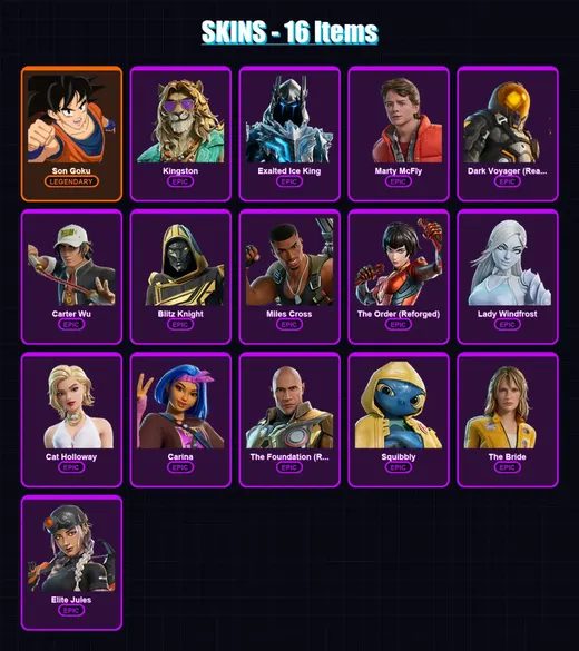 [PC/XBOX] | Son Goku | Kingston | Exalted Ice King | 16 skin | Lv499