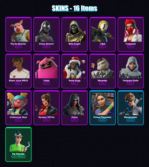 [PC/XBOX/PSN] | Pig the Butcher | Chaos Director | Blitz Knight | 1-Ball | Yulejacket | 16 skin | 60 pickaxe | 27 emote | 37 glider | Lv537