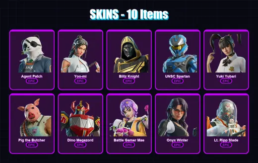 [PC/XBOX/PSN] | Agent Patch | Yoo-mi | Blitz Knight | UNSC Spartan | Yuki Yubari | 10 skin | 47 pickaxe | 22 emote | 27 glider | Lv322