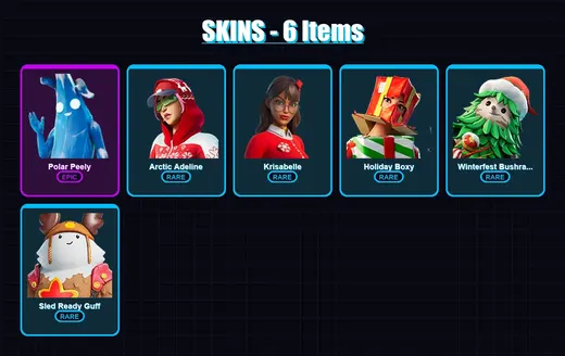 [PC/XBOX/PSN] | Polar Peely | Arctic Adeline | Krisabelle | Holiday Boxy | Winterfest Bushranger | 6 skin | 10 pickaxe | 3 emote | 10 glider | Lv70 — Game account