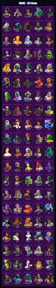[PC/PSN] | Morgan Myst | Lt. Look | Iconic Kim Kardashian | Poseidon | Felina | 125 skin | 169 pickaxe | 141 emote | 99 glider | Lv1984