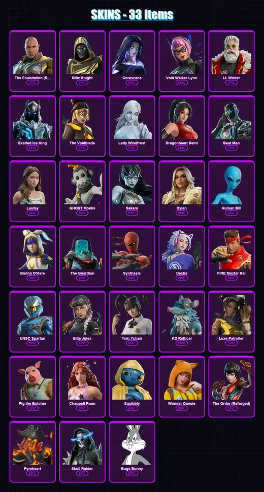 [PS4/PS5/XBOX/PC] | The Foundation (Reforged) | Blitz Knight | Corascana | 33 skin | Lv654