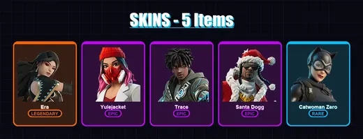 [PC/XBOX] | Era | Yulejacket | Trace | Santa Dogg | Catwoman Zero | 5 skin | 9 pickaxe | 7 emote | 6 glider | Lv52 — Game account