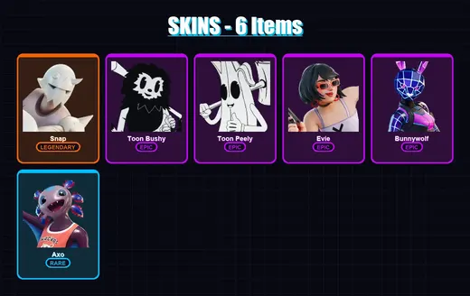 [PS4/PS5/XBOX/PC] | Snap | Toon Bushy | Toon Peely | Evie | Bunnywolf | 6 skin | 12 pickaxe | 15 emote | 12 glider | Lv194