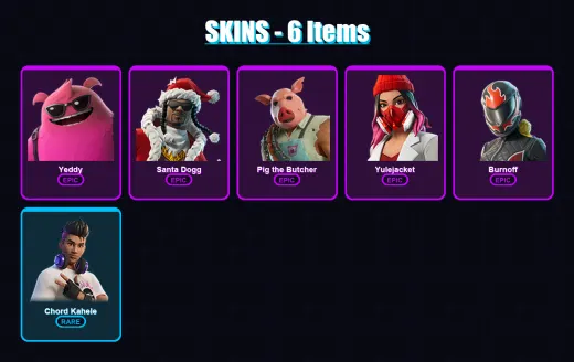 [PC/XBOX/PSN] | Yeddy | Santa Dogg | Pig the Butcher | Yulejacket | Burnoff | 6 skin | 29 pickaxe | 12 emote | 22 glider | Lv167