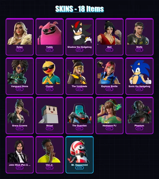 [PS4/PS5/XBOX/PC] | Dylan | Yeddy | Shadow the Hedgehog | Mali | Wolfe | 18 skin | 33 pickaxe | 18 emote | 26 glider | Lv289 — Game account