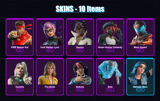 [PC/PSN] | FIRE Master Kai | Void Walker Lynx | Danica | Omen Hunter Calamity | Maxx Speed | 10 skin | 7 pickaxe | 2 emote | 5 glider | Lv37 — Game account