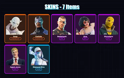 [PC/PSN] | Snap | Carbide | Battlehawk | Evie | Stormfarer | 7 skin | 10 pickaxe | 7 emote | 11 glider | Lv163 — Game account