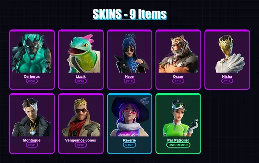 [PC/XBOX/PSN] | Cerberus | Lizzik | Hope | Oscar | Nisha | 9 skin | 16 pickaxe | 12 emote | 10 glider | Lv180