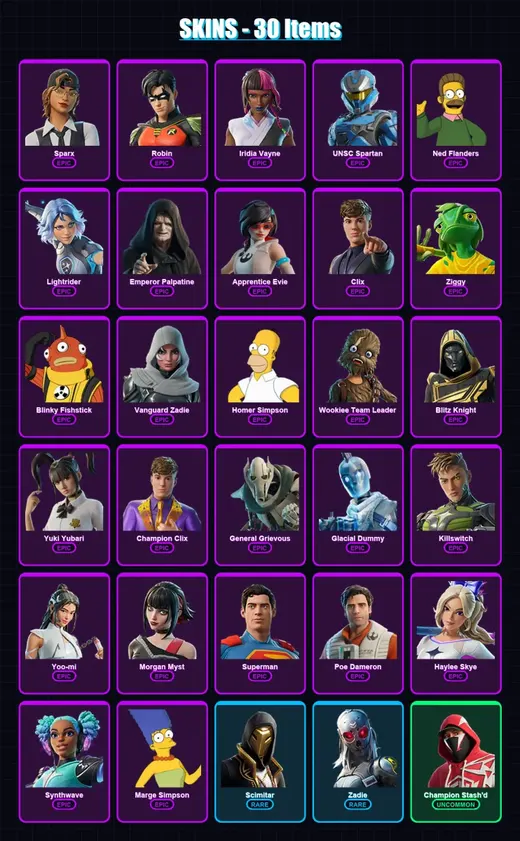 [PC/XBOX/PSN] | Sparx | Robin | Iridia Vayne | UNSC Spartan | Ned Flanders | 30 skin | 80 pickaxe | 40 emote | 49 glider | Lv869 — Game account