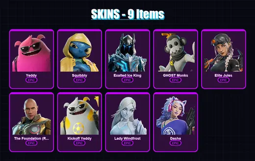 [PC/XBOX/PSN] | Yeddy | Squibbly | Exalted Ice King | GHOST Monks | Elite Jules | 9 skin | 13 pickaxe | 10 emote | 11 glider | Lv81
