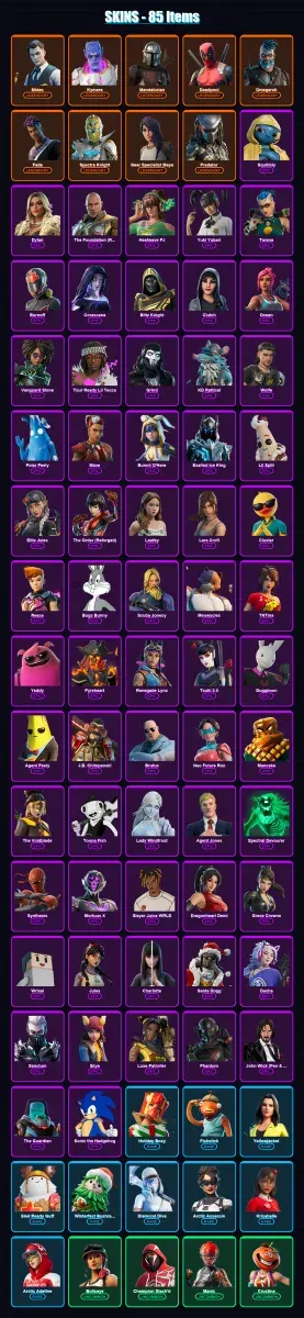 [PC] | Midas | Kymera | Mandalorian | Deadpool | Omegarok | 85 skin | 114 pickaxe | 91 emote | 97 glider | Lv1252