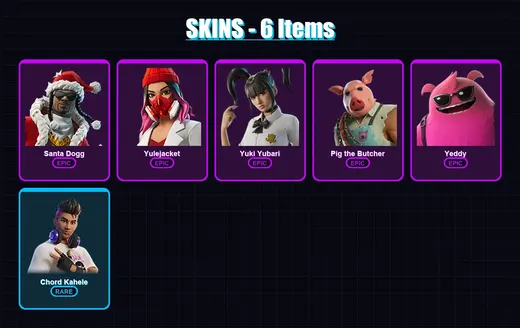 [PC/XBOX/PSN] | Santa Dogg | Yulejacket | Yuki Yubari | Pig the Butcher | Yeddy | 6 skin | 29 pickaxe | 12 emote | 18 glider | Lv164 — Game account