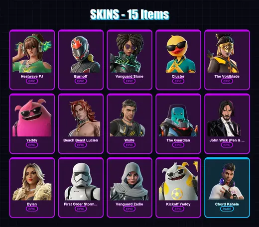 [PC/XBOX/PSN] | Heatwave PJ | Burnoff | Vanguard Slone | Cluster | The Voidblade | 15 skin | 54 pickaxe | 27 emote | 39 glider | Lv446 — Game account