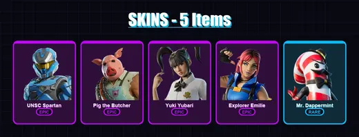 [PC/XBOX/PSN] | UNSC Spartan | Pig the Butcher | Yuki Yubari | Explorer Emilie | Mr. Dappermint | 5 skin | 17 pickaxe | 10 emote | 13 glider | Lv122 — Game account