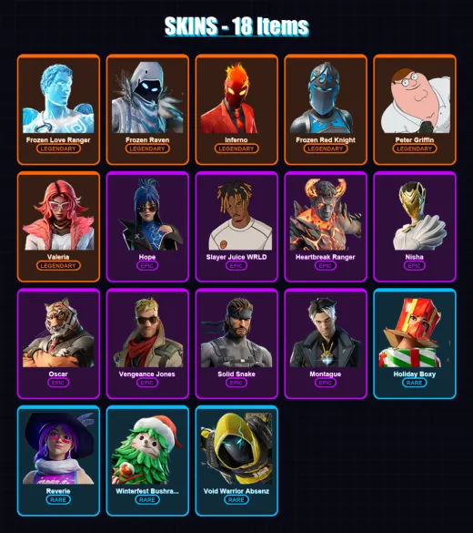 [PC/PSN] | Frozen Love Ranger | Frozen Raven | Inferno | Frozen Red Knight | Peter Griffin | 18 skin | 19 pickaxe | 24 emote | 15 glider | Lv207