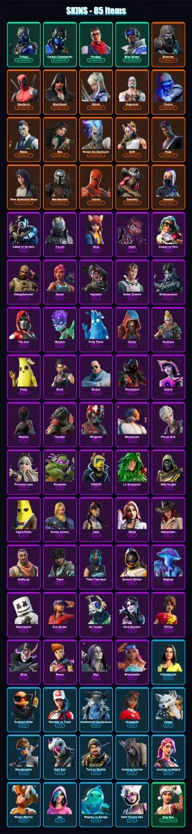 [PS4/PS5/XBOX/PC] | Trilogy | Carbon Commando | Prodigy | Blue Striker | Enforcer | 85 skin | 96 pickaxe | 77 emote | 84 glider | Lv1247
