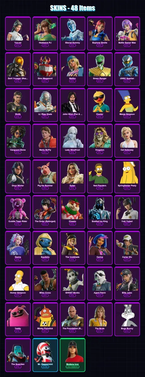 [PS4/PS5/XBOX/PC] | Yoo-mi | Heatwave PJ | Glacial Dummy | Explorer Emilie | Battle Gamer Mae | 48 skin | 81 pickaxe | 52 emote | 52 glider | Lv1822 — Game account