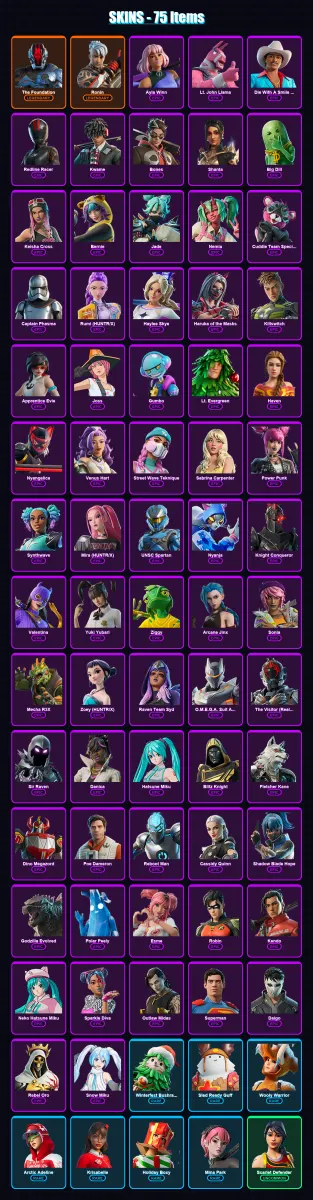 [PC/PSN] | The Foundation | Ronin | Ayla Winn | Lt. John Llama | Die With A Smile Bruno | 75 skin | 108 pickaxe | 93 emote | 67 glider | Lv671 — Game account