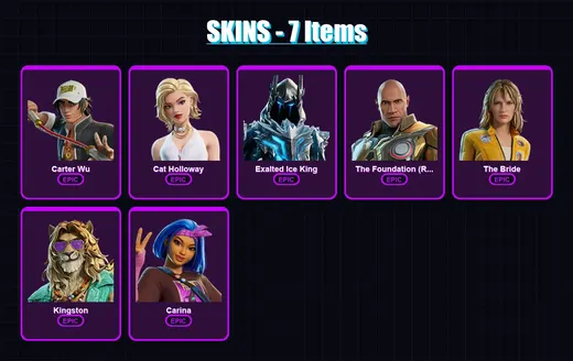 [PC/XBOX/PSN] | Carter Wu | Cat Holloway | Exalted Ice King | 7 skin | Lv110
